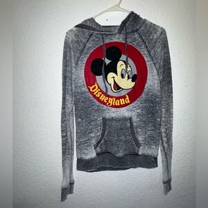 Disney DisneyLand Mickey Mouse Gray Burnout Jersey Hoodie XS